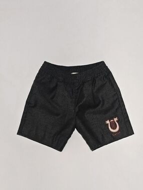 Gucci Black Shorts with Pink Crest Embroidery
